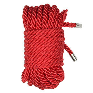 Corde en coton noir 10M avec embout métallique de forme ronde pour bondage et jeux coquins, usage adulte - Product Image 2