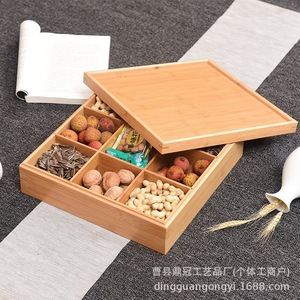 Caja de Bambú con Múltiples Compartimentos y Tapa, Rectangular, Hecha a Mano, para Guardar Refrigerios y Frutas, Uso Doméstico - Product Image 3