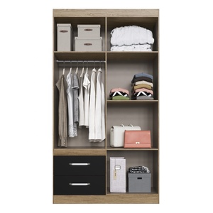 Armario Independiente de Estilo Moderno ESSENTIAL, 4 Puertas, 2 Cajones, Mueble de Dormitorio, Madera Aglomerada/Color Negro Brasileño - Product Image 3