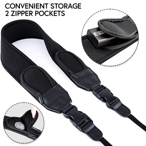 Venta directa de fábrica, cómoda <span class=keywords><strong>correa</strong></span> negra de neopreno para cámara con logotipo personalizado, poliéster, bandolera, hombro, cuello, bolsillo para <span class=keywords><strong>fotos</strong></span> - Product Image 3