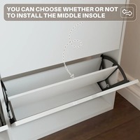 Meuble à chaussures minimaliste blanc flottant en MDF durable de 70,9 pouces, extra large, pour entrée, avec tiroirs rabattables