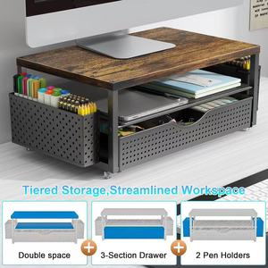 Wooden Desktop <b>Storage</b> Box 3 Tier Drawer Organizer For Office <b>File</b> And Miscellaneous Items - Product Image 4