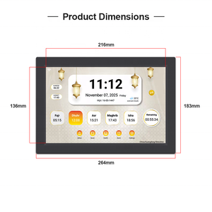 Horloge numérique Azan 10,1 pouces, tablette <span class=keywords><strong>Coran</strong></span>, horloge de prière musulmane, écran tactile, pour la maison, le bureau, le mur, lecteur de ré<span class=keywords><strong>citation</strong></span> du <span class=keywords><strong>Coran</strong></span> - Product Image 2