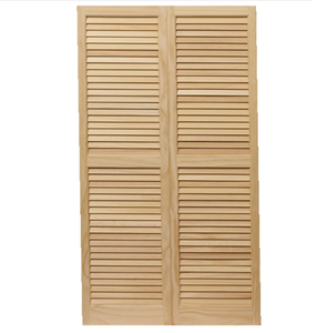 Volets extérieurs en bois massif à persiennes, volets extérieurs en bois véritable à persiennes égales - Product Image 2
