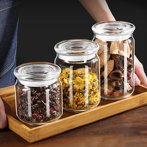 Reusable Glass Airtight Food Container 500 ml Food Storage Container Glass <b>Jars</b> with Lids Silicone Seal Lid for Home and Kitchen - Product Image 1