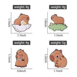 絶妙なデザイン動物金属バッジカスタムバッグアクセサリーハードソフトエナメルピンカピバラ - Product Image 5