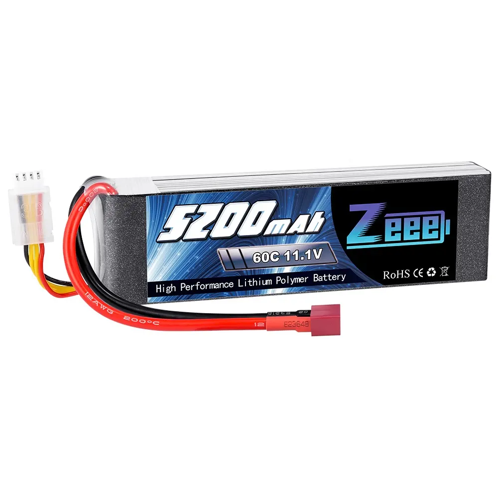 La batterie Zeee 3S lipo 11.1V 60c, 5200mAh, souple, avec connecteur Deans, pour heli rc, avion rc, modèles de course