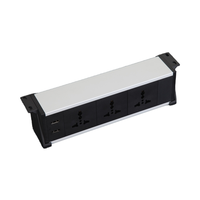 Prise de courant sous le bureau et sur le plateau de table, 3 prises AC et 2 ports USB-A, alliage d'aluminium, câble de 3 m, prise britannique