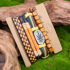 Juego de 5 Pulseras de Cuero Trenzado Unisex, Clásicas, Vintage, con Dije de Árbol de la Vida y Timón, Cuentas de Madera, Estilo Étnico Tribal - Product Image 1