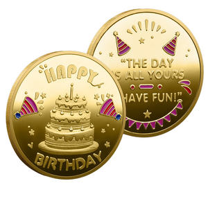 Pièce commémorative plaquée en métal bicolore, gravée, de collection, pour un 16e anniversaire, cadeau de vœux - Product Image 1