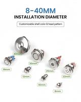 Interrupteur à bouton-poussoir lumineux 12 mm 16 mm |   Interrupteur momentané en métal éclairé par LED, étanche IP67, pour borne d'arcade et machine à sous