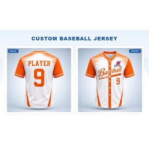 Custom Baseball Jersey Top Only Sublimation Sunburst Print Quick Dry Breathable Polyester Button Down V Neck Men - Product Image 6