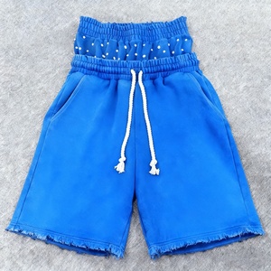 Shorts d'été pour hommes, taille haute, personnalisés, de haute qualité, style Y2K Street, coupe oversize, 100% coton peigné, couleur unie, style Hip-hop, décontractés, respirants et à séchage rapide - Product Image 2