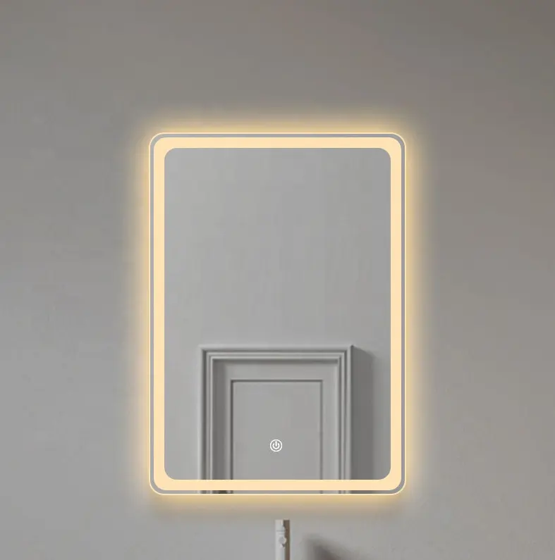 BOLEN-Espejo de pared LED inteligente para baño, sin niebla, con luz led y pantalla de tiempo