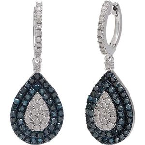 Ornaatis – boucles d'oreilles en forme de goutte d'eau, 2,85 carats, diamants blancs et bleus à taille ronde, en argent sterling 925, bijoux de mariage pour femmes - Product Image 2