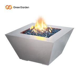 Brasero carré en acier Corten Gnee Garden, alimentation électrique, télécommande, foyer au gaz naturel, puissance de chauffage de 9999 BTU - Product Image 2