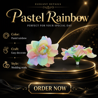 Kepala Bunga Mawar Pastel Pelangi Buatan dari Sutra, Kelopak Bunga Sutra 1,75 inci dari Poliester untuk Dekorasi Pernikahan, Jepit Rambut Pengantin, dan Gaun