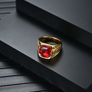 סיטונאי אופנה מלאכותי כיכר רובי גבר טבעת - Product Image 4