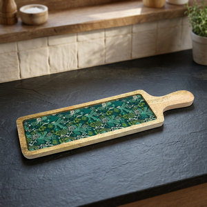 Bandeja de madera para servir con asas, bandeja rectangular decorativa de madera rústica para desayuno - Product Image 3