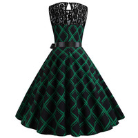 Robe vintage en dentelle pour femmes, vêtement imprimé Floral, rétro, tenue de fête