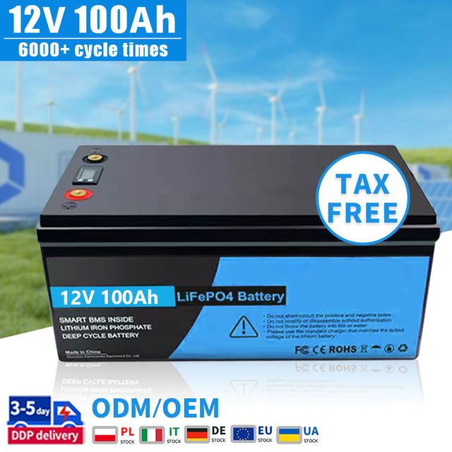 OEM ODM LiFePO4 Deep Cycle Battery Pack 12V 50Ah 100Ah 200Ah 300Ah with BMS | Solar Rechargeable Lithium Pack | 5 Years Warranty