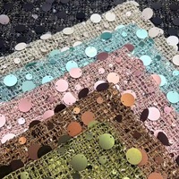 Grande et petite dentelle textile ronde brodée de paillettes, en maille ajourée, pour robes de femmes, sacs faits main, vêtements de scène, Tejido De Encaje