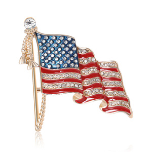 Broche de Aleación de Zinc con Diseño de Bandera Nacional, Incrustaciones de Diamantes en Forma de Gota de Aceite y Esmalte de Colores de Lujo - Product Image 1