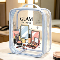 Juego de 3 Bolsas de Cosméticos Impermeables para Viaje, Bolsa de Aseo Transparente de PVC, TPU y Cuero, Bolsa de Maquillaje, Aprobada por la TSA para Estadios