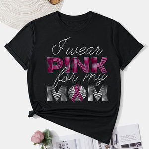 Concientización sobre el cáncer de <span class=keywords><strong>mama</strong></span>, uso rosa para mi mamá, transferencia de diamantes de imitación de cristal rosa para Sujetador deportivo, camisas, bolsas de ropa - Product Image 2