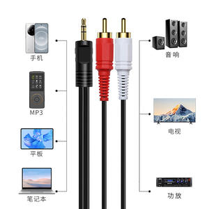3.5mm To 2rca Male Audio Video <b>Cable</b> 1.5m For Phone Mp3 Tablet Laptop To Speaker Tv Amplifier - Product Image 1