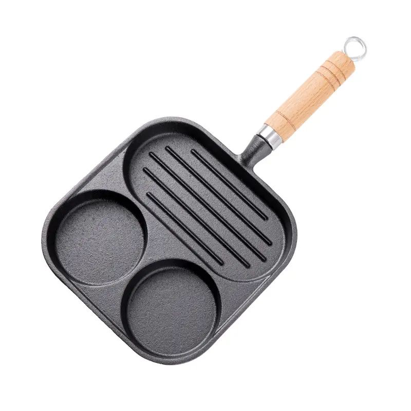 Multifunktion ale frittierte Eier pfanne Eier burger pfanne Gusseisen form Egg Burger Maker 3-in-1 unbeschichtete Frühstücks pfanne