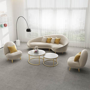 Ensemble <span class=keywords><strong>canapé</strong></span> et table basse en tissu créatif pour salon de beauté, éponge, design minimaliste moderne, forme irrégulière, aucun assemblage requis - Product Image 6