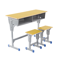 Ensemble bureau et chaise double réglables en hauteur pour étudiants, mobilier de salle de classe, table d'étude double place pour écoles primaires et secondaires