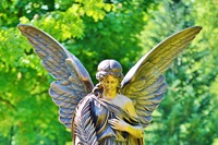 Cadeau religieux église catholique Statue en Bronze Statue de jardin extérieur grande coulée cuivre debout ange Sculpture en Bronze