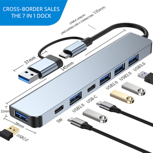 Chất lượng cao 7 trong 1 <span class=keywords><strong>USB</strong></span> <span class=keywords><strong>HUB</strong></span> Type-C <span class=keywords><strong>HUB</strong></span> Multiport Dock trạm với USB3.0 USB2.0 Adapter 7 cổng <span class=keywords><strong>USB</strong></span> C <span class=keywords><strong>HUB</strong></span> cho điện thoại máy tính xách tay - Product Image 2
