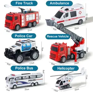 Children's Gift Plastic Friction Toy Vehicle Fire Truck Pull Back Model Car For Kids Diecast Toys Toy Vehicles