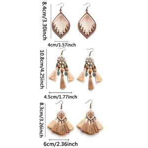 Pendientes de borla bohemios de hilo de algodón encerado con baño de bronce antiguo para mujer, joyería de fiesta 2024 - Product Image 5