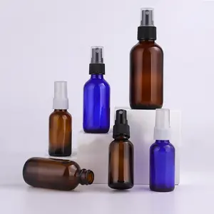 30ml 1oz 60ml 2oz 120ml 4oz Boston Round Glass Spray Bottles for Essential Oils Empty Small Fine Mist and Refillable Vials