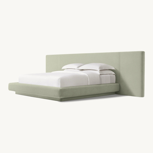 Cama <span class=keywords><strong>de</strong></span> Plataforma Tapizada Estilo Americano Moderno <span class=keywords><strong>Paramount</strong></span>, Panel <span class=keywords><strong>de</strong></span> Pared Tapizado Extra Ancho, Fondo <span class=keywords><strong>de</strong></span> Lino Suave <span class=keywords><strong>de</strong></span> Lujo, Estructura <span class=keywords><strong>de</strong></span> Cama King Size - Product Image 1