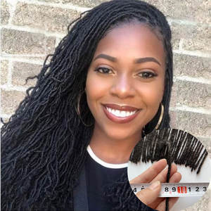 Vente en gros, 100% cheveux humains, 10 brins, 0.2mm, Extensions de cheveux humains, <span class=keywords><strong>afro</strong></span>, teints, blanchis, naturels, noirs, dreadlock, faites à la main - Product Image 1