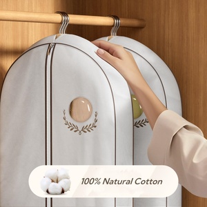 Sac à <span class=keywords><strong>vêtements</strong></span> en coton pour femmes avec fermetures à glissière pour robes longues stockage de <span class=keywords><strong>vêtements</strong></span> suspendus de luxe couverture de robe pliable respirante - Product Image 1