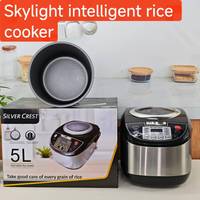 Cuiseur à Riz Électrique Numérique Intelligent Grand Multifonctionnel 5L 220V Antiadhésif Argent