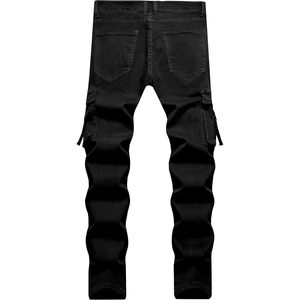 Longbida <b>Men's</b> Slim Fit Stretch Comfort Cargo <b>Biker</b> <b>Jeans</b> Multi-Pockets Design B0BGM7V3FS - Product Image 1