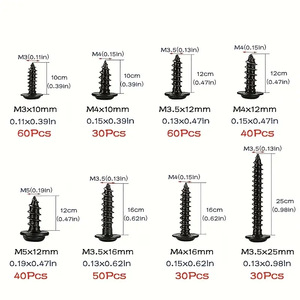 Cross Head Self Tapping Screws M3 M4 M5 With Washers Carbon Steel Black Oxidation Metric 340pcs Set For Metal - Product Image 1