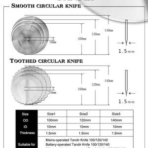 Cuchilla Circular Lisa para Cortar Doner Kebab, 120x10x1.5mm, Tipo Tandir - Product Image 2