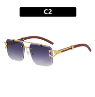 Lunettes de soleil carrées sans monture TY70 à coupe diamant avec branches décorées léopard, style unisexe tendance pour influenceurs