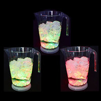 Pichet à bière lumineux en plastique transparent de 48 oz avec poignées pour fêtes, accessoires de bar, promotionnel, pour boissons