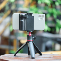 Soporte de mano portátil con control remoto para disparador y estabilizador para teléfonos iOS/Android con montura de zapata fría