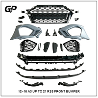 Kit de pare-chocs avant de style RS3 sportif avec lèvre en fibre de carbone et calandre en nid d'abeille pour Audi A3, mise à niveau vers l'apparence RS3, tuning extérieur