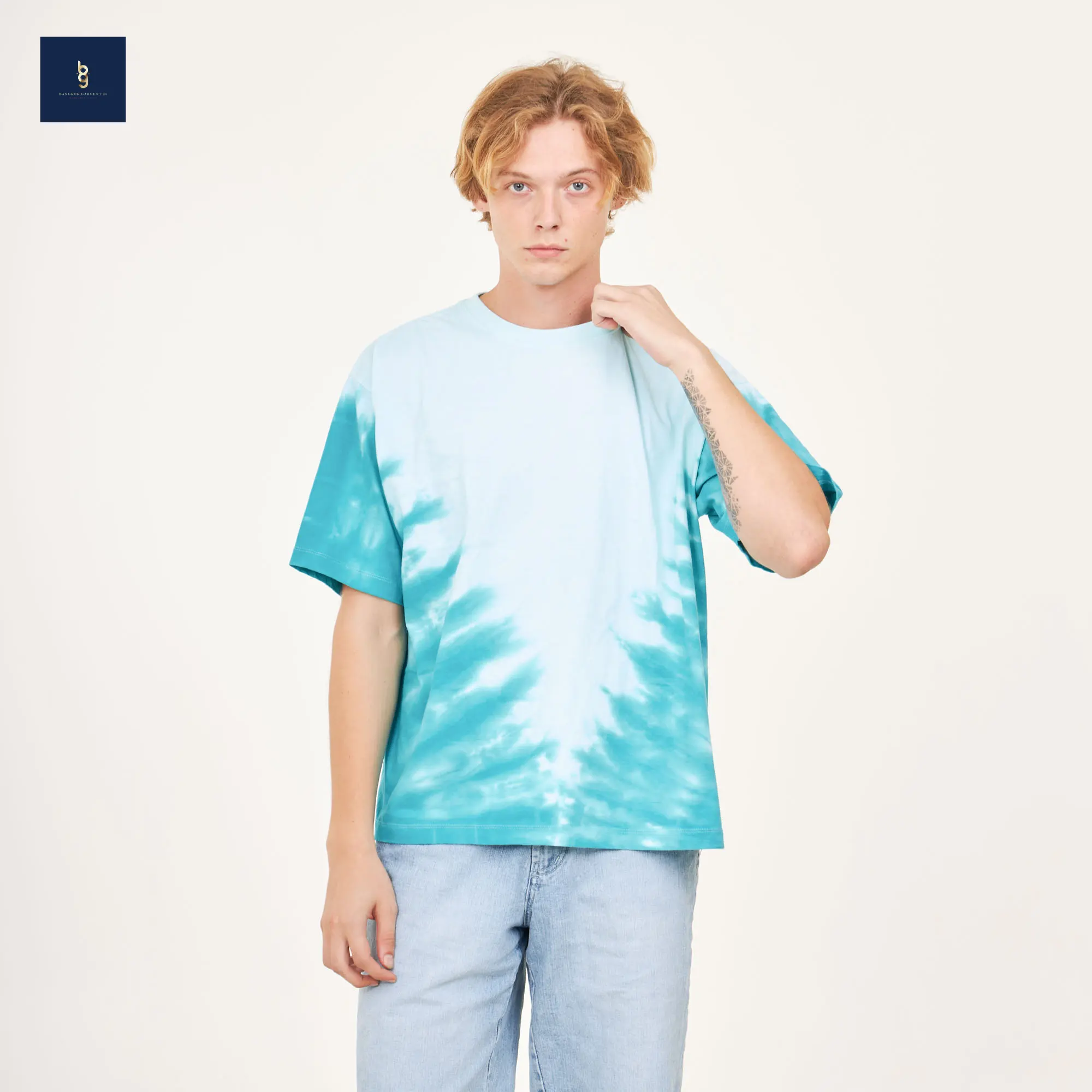 Phong Cách Mới Tùy Chỉnh Tie Dye O-Cổ Ngắn Tay Áo Cơ Bản Áo Thun 100% Bông Vải Mô Hình Rắn Cho Người Đàn Ông Của Quần Áo Made Trong Thái Lan